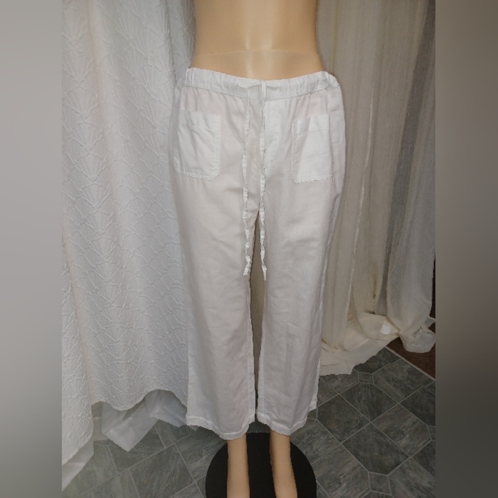 Liz Claiborne Women Size M White Sweatpants Relaxed Fit Joggers